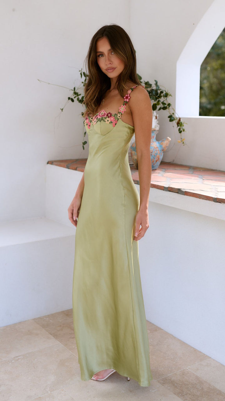 IRMA | MAXI DRESS WITH FLORAL DETAILING