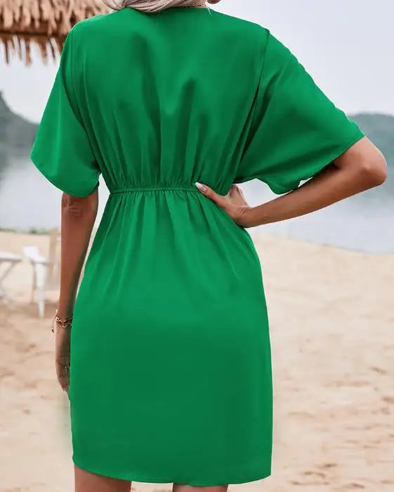 Phoebe™ Festive Deep V-Neck Dress