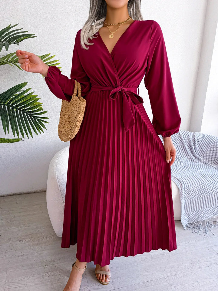 Emilia™ Festive Deep V-Neck Dress