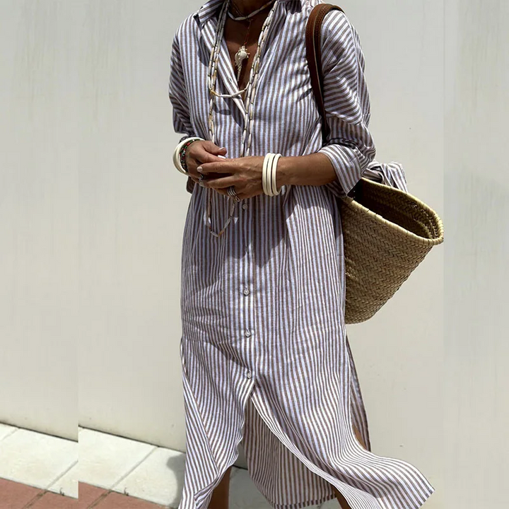 Sophie | Elegant striped shirt dress