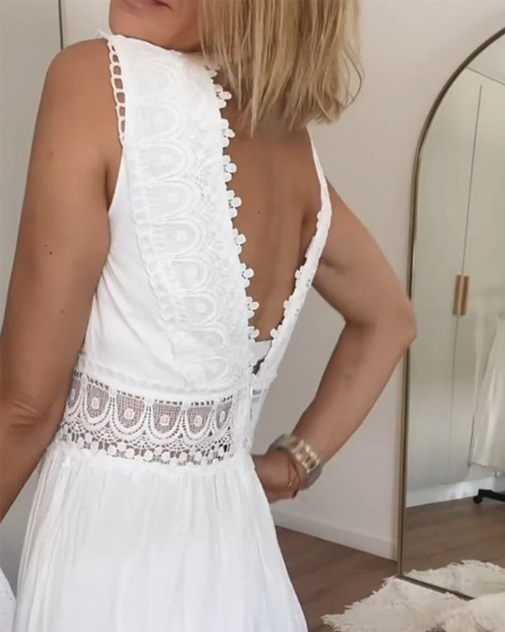 Lace tank dress with V-neckline