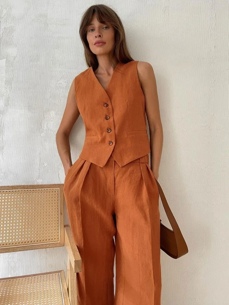 POLLY | Cotton waistcoat and trousers - Two-piece set